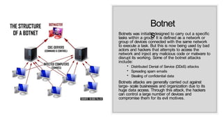 Botnet Definition Computer introduction to cybersecurity : definition, CIA, RISK... | PPTX