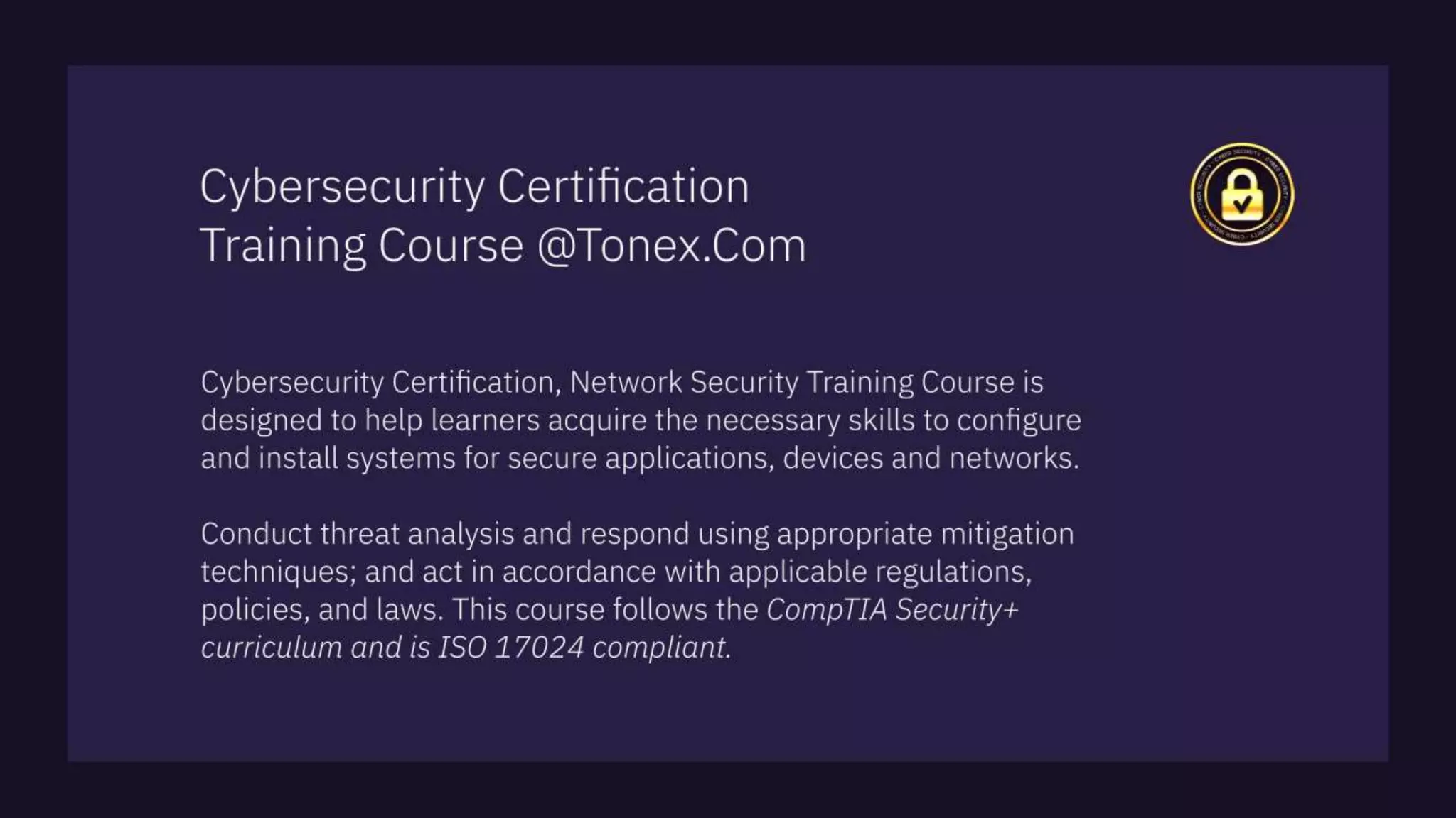 Cyber Security Certification Training Course, Seminars and Consulting Services by Tonex