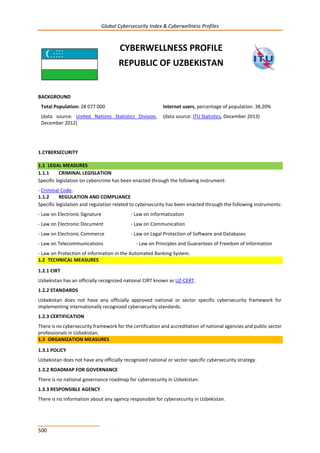 Global CyberSecurity Index and Cyberwellness Profiles
