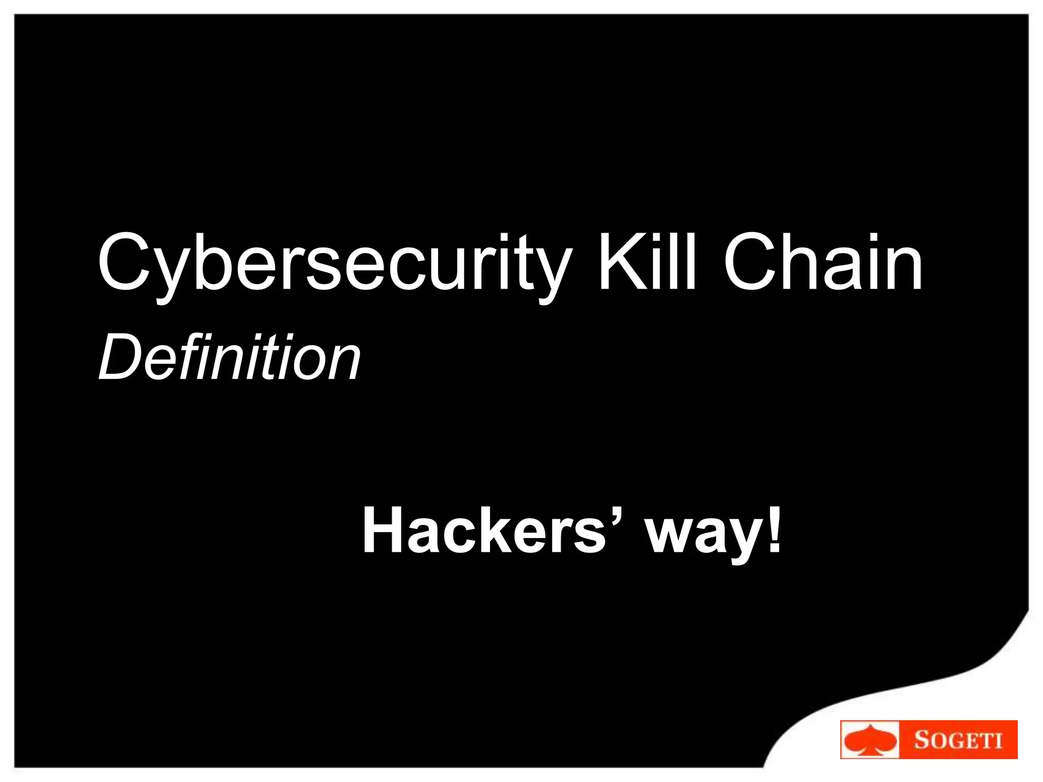 Cybersecurity Kill Chain
Definition
Hackers’ way!
 