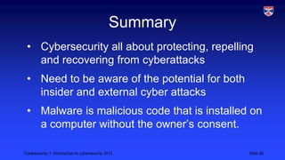 Cybersecurity 1. intro to cybersecurity