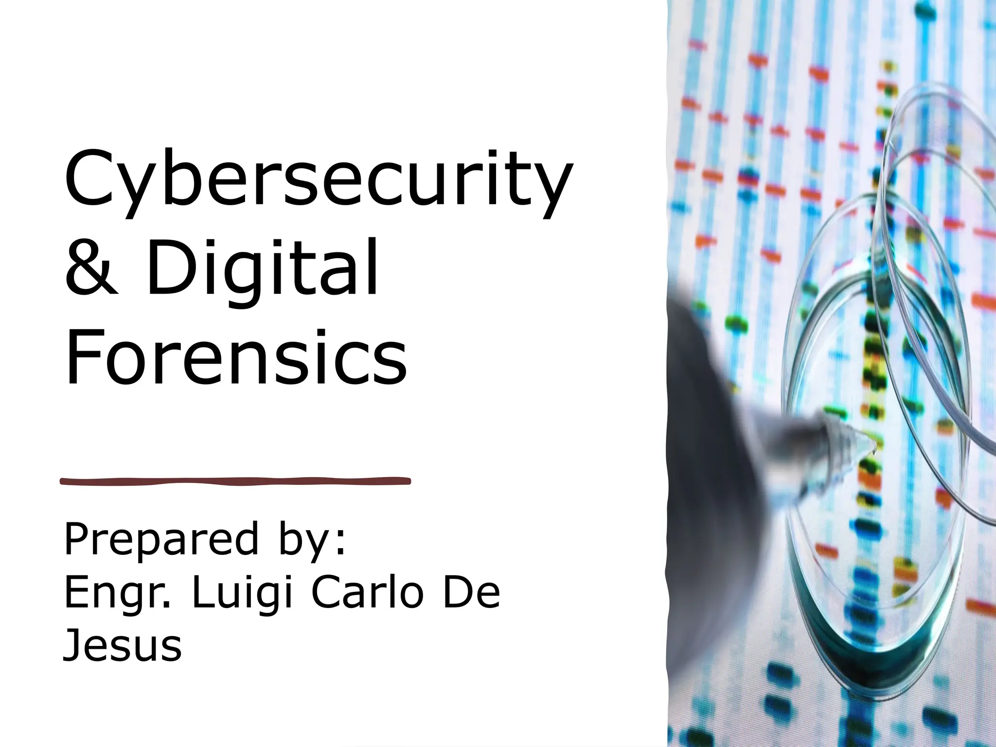 Cybersecurity
& Digital
Forensics
Prepared by:
Engr. Luigi Carlo De
Jesus
 