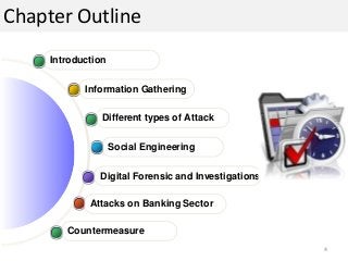 Attacks on Banking Sector
Digital Forensic and Investigations
Social Engineering
Different types of Attack
Information Gathering
4
Introduction
Countermeasure
Chapter Outline
 