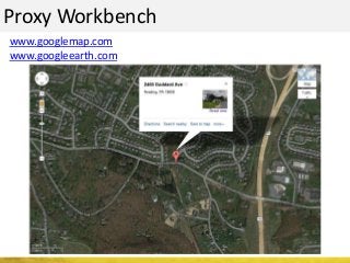 Proxy Workbench
www.googlemap.com
www.googleearth.com
 