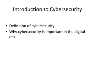 Cybersecurity: Protecting the Digital World | PPTX