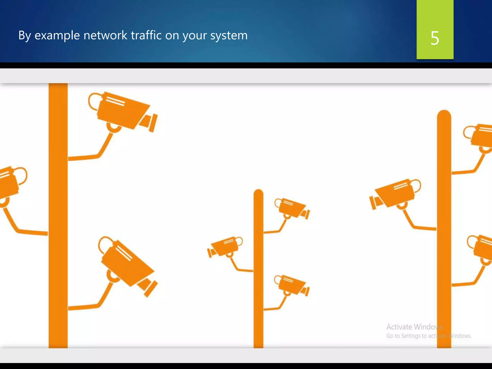 5By example network traffic on your system
 