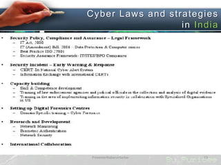 C yber Law s and strategi es
i n Indi a

PresenterNabarunSarkar

19

 