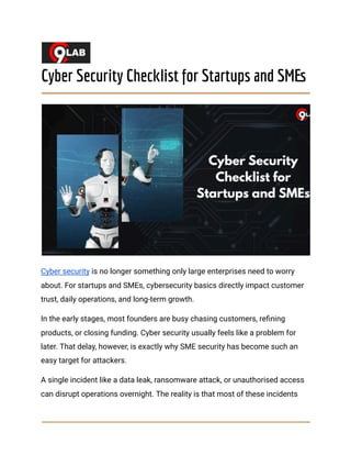 Cyber Security Checklist for Startups and SMEs | PDF
