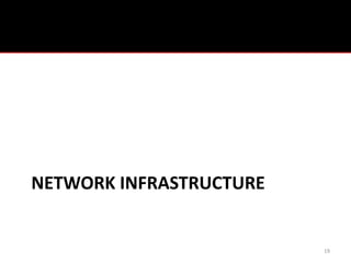 NETWORK INFRASTRUCTURE


                         19
 