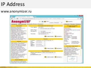 IP Address
www.anonymizer.ru
 