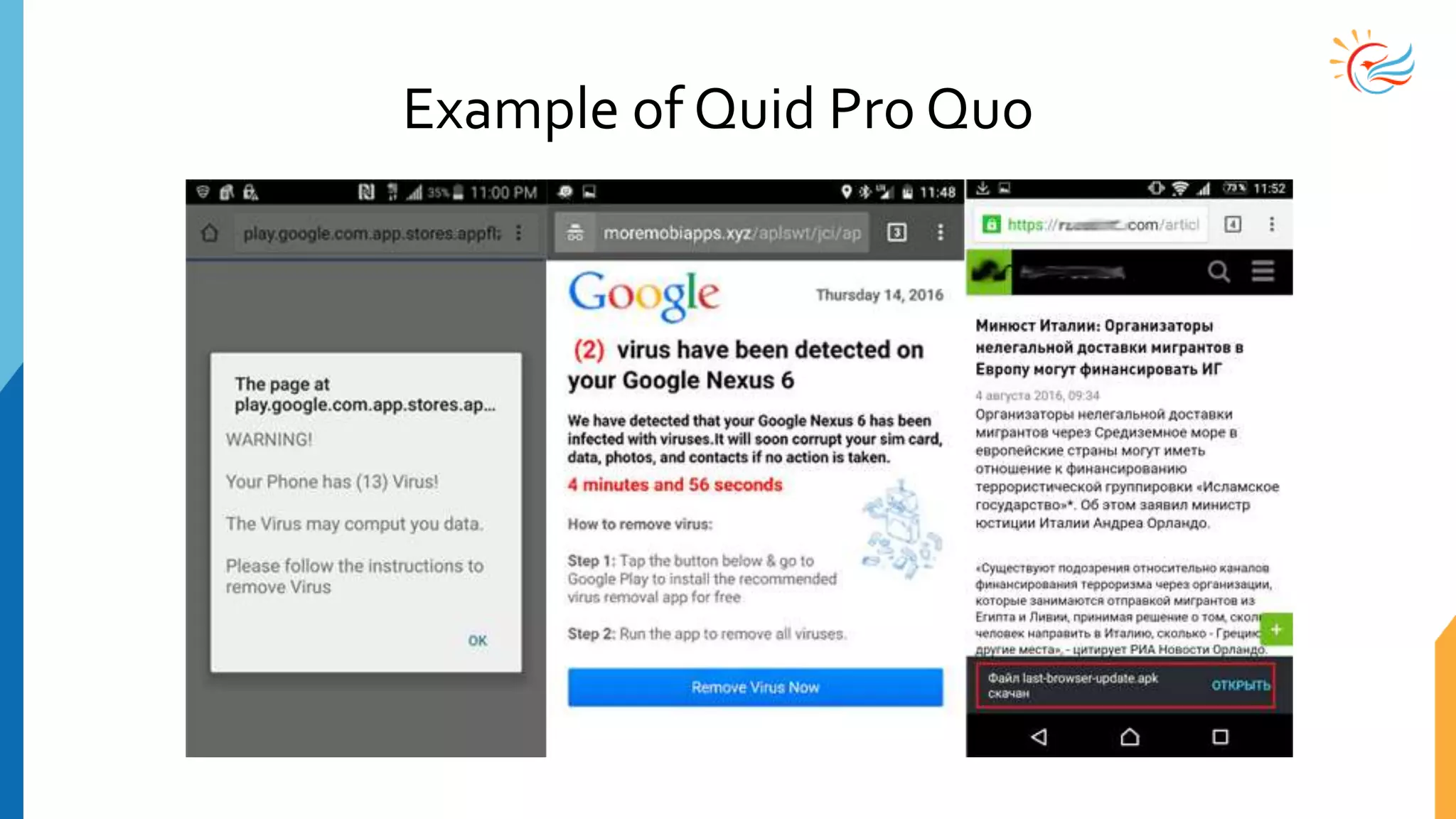 Example of Quid Pro Quo
 