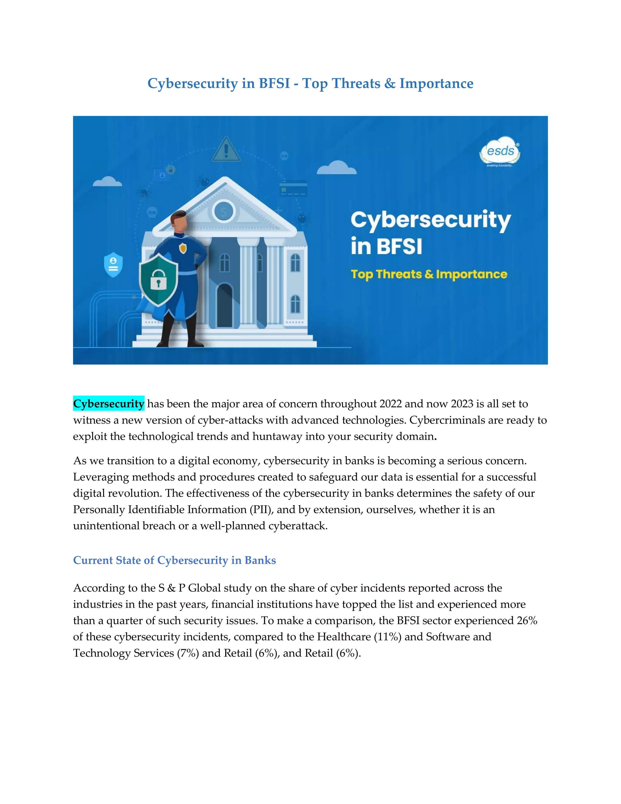 Cybersecurity in BFSI - Top Threats & Importance | PDF | Information ...