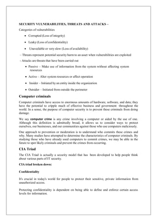 Computer Networking And Cyber Security Notes.pdf CYBER SECURITY _NOTES.pdf for university | PDF