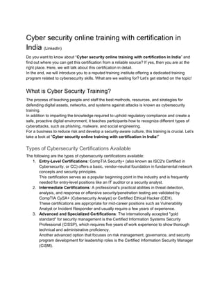Cyber security online training with certification in India | PDF