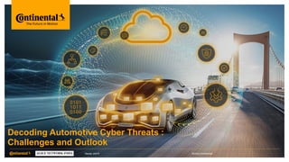 Nectar Jinil R Strictly Confidential
Internal
Decoding Automotive Cyber Threats :
Challenges and Outlook
 