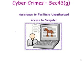 Cyber Crimes – Sec43(g)
.
Assistance to Facilitate Unauthorized
Access to Computer
74
 