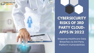 CYBERSECURITY
RISKS OF 3RD
PARTY CLOUD-
APPS IN 2022
Stopping Healthcare Data
Breaches via 3rd Party
Platform Vulnerabilities
 