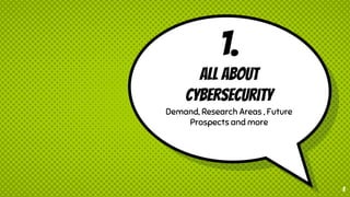 1.
All about
cybersecurity
Demand, Research Areas , Future
Prospects and more
3
 