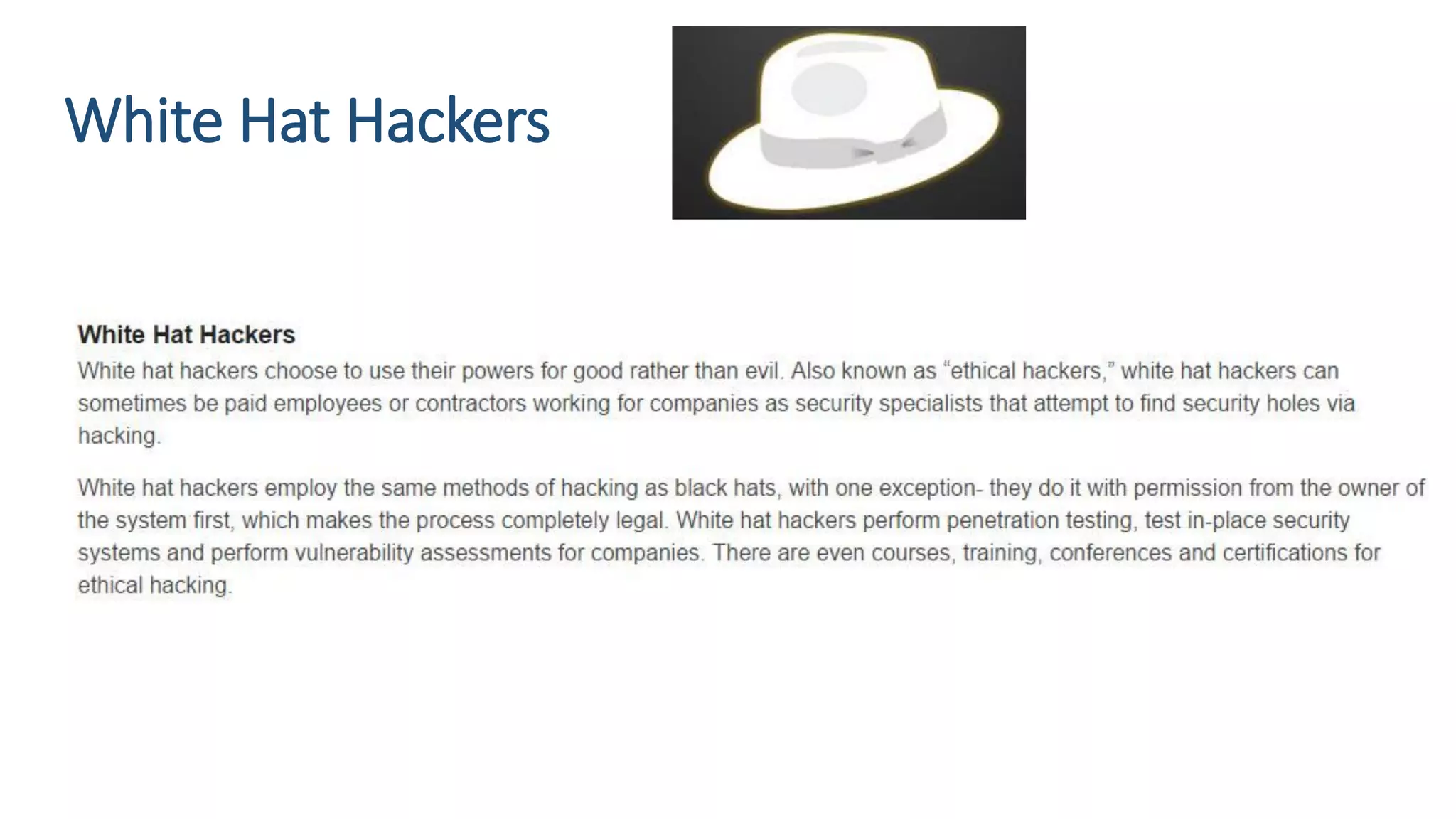 White Hat Hackers
 