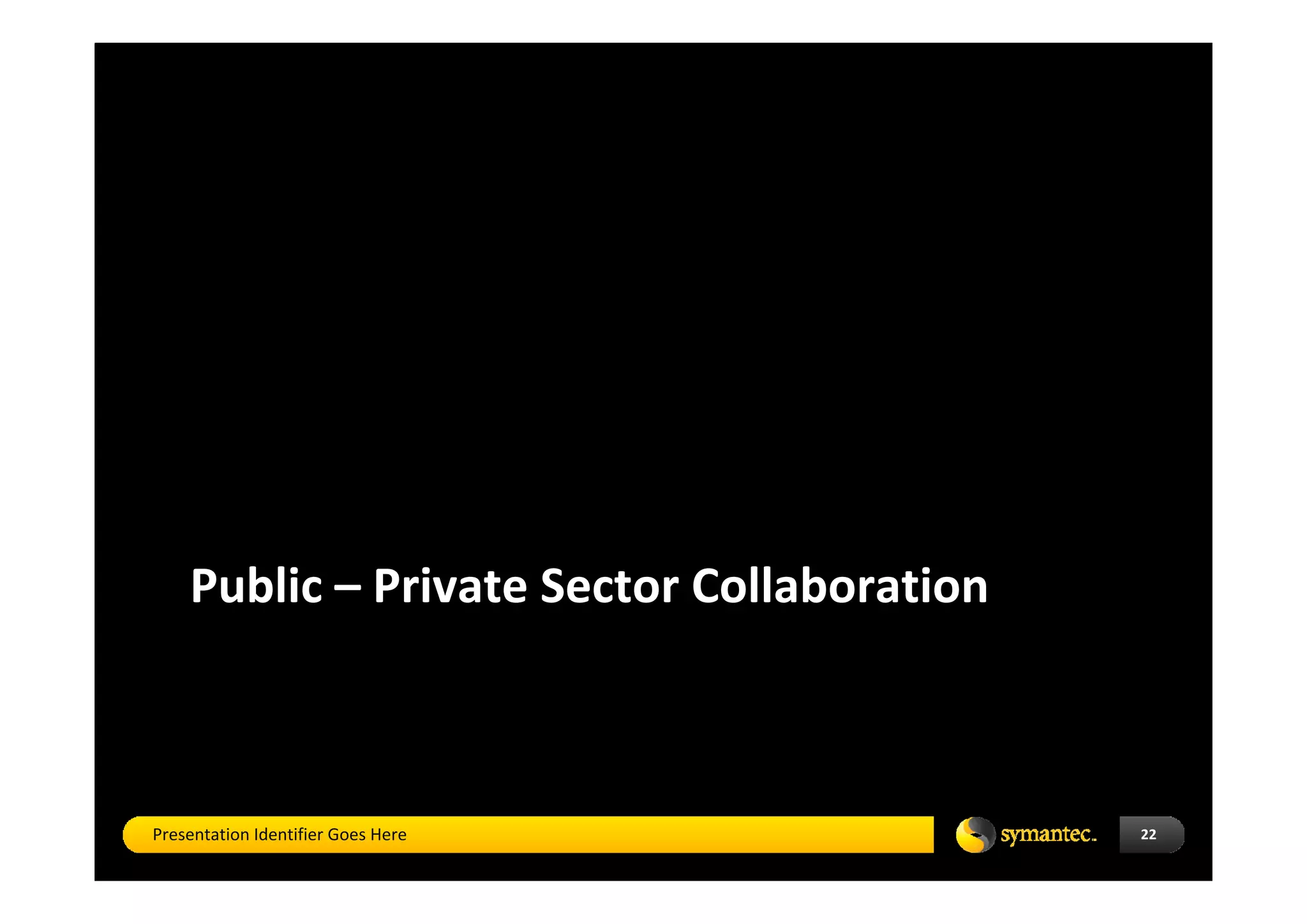 Public – Private Sector Collaboration 



Presentation Identifier Goes Here            22
 