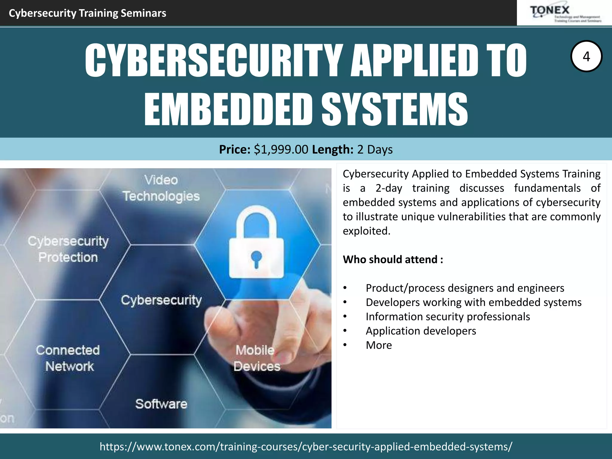 Cybersecurity Training Seminars, 44 Courses : Tonex Training | PPT