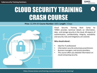 Cybersecurity Training Seminars, 44 Courses : Tonex Training | PPTX
