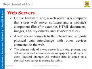 Chadalawada
Ramanamma
Engineering
College
(A),
Tirupati.
Department of CSE
✓ On the hardware side, a web server is a compu...
