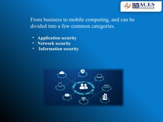 From business to mobile computing, and can be
divided into a few common categories.
• Application security
• Network security
• Information security
 