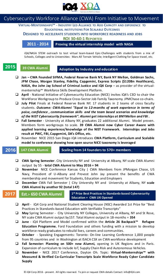 cybersecurity workforce alliance cwa scalable progress to 2017 2 pa form w 147q