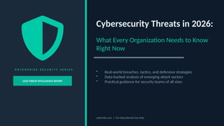 2026 Enterprise Cybersecurity Threat Intelligence Report: Strategies ...