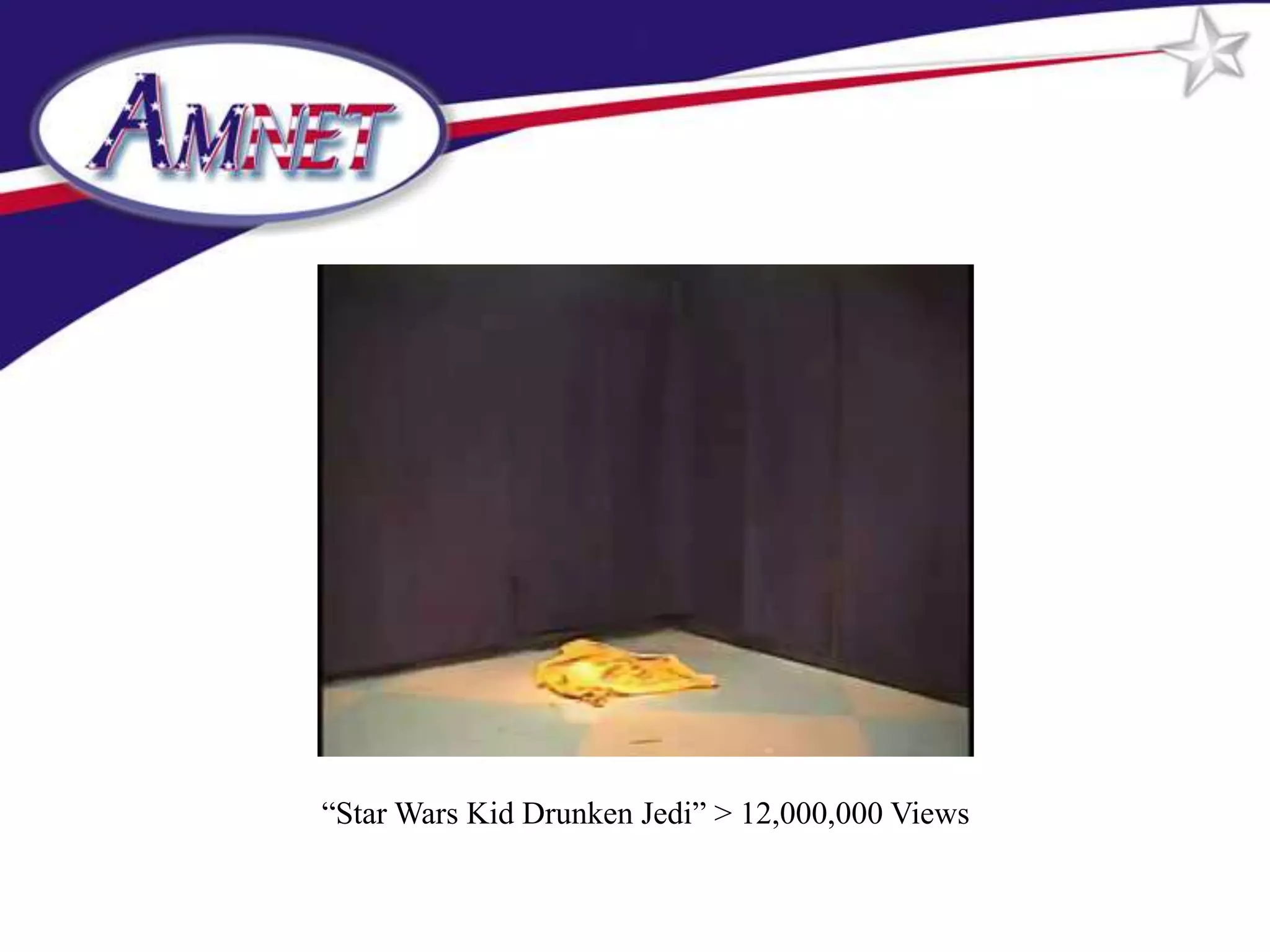 “Star Wars Kid Drunken Jedi” > 12,000,000 Views
 