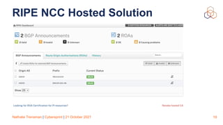 Nathalie Trenaman | Cybersprint | 21 October 2021
RIPE NCC Hosted Solution
19
 
