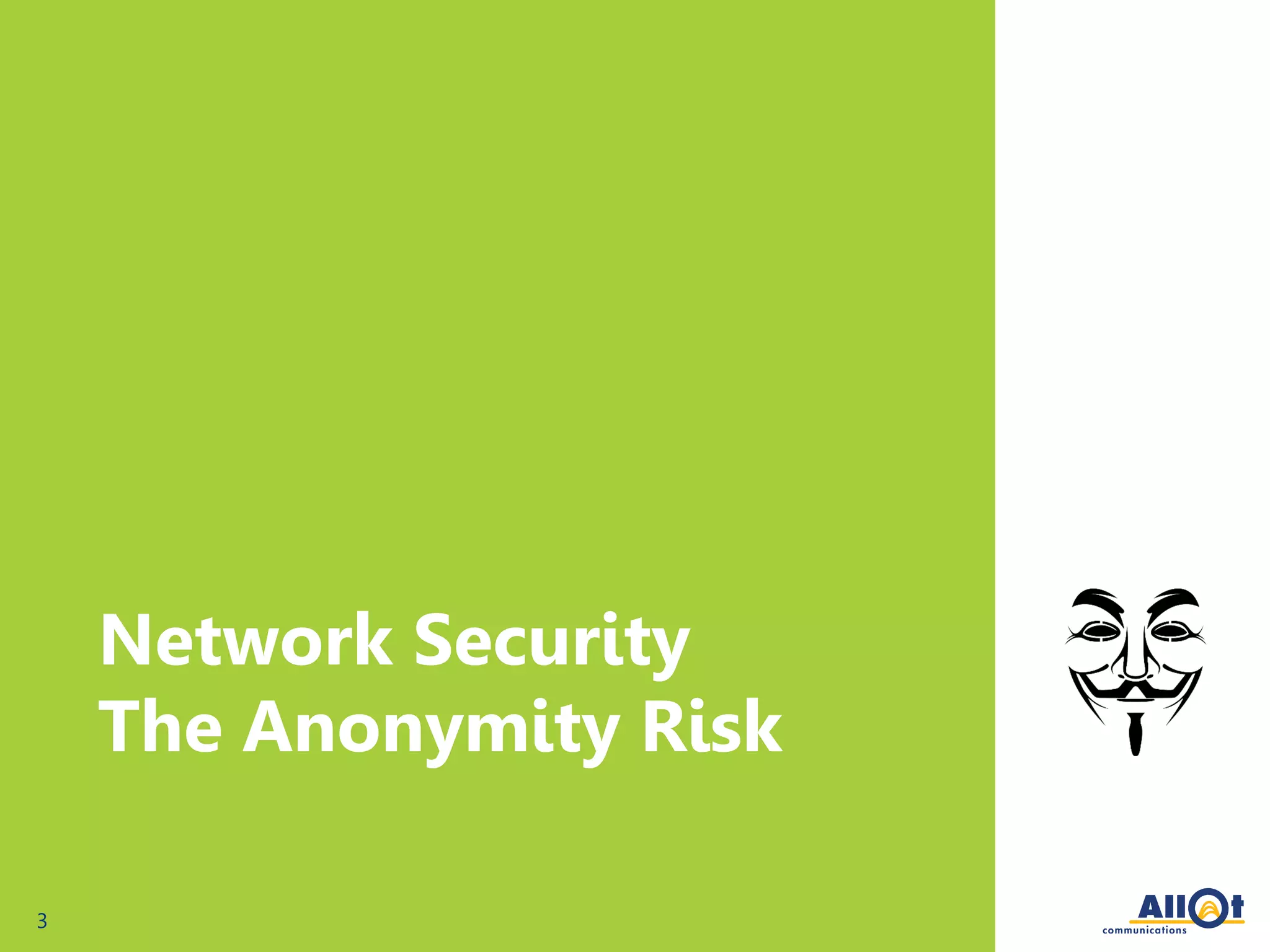 3
Network Security
The Anonymity Risk
 