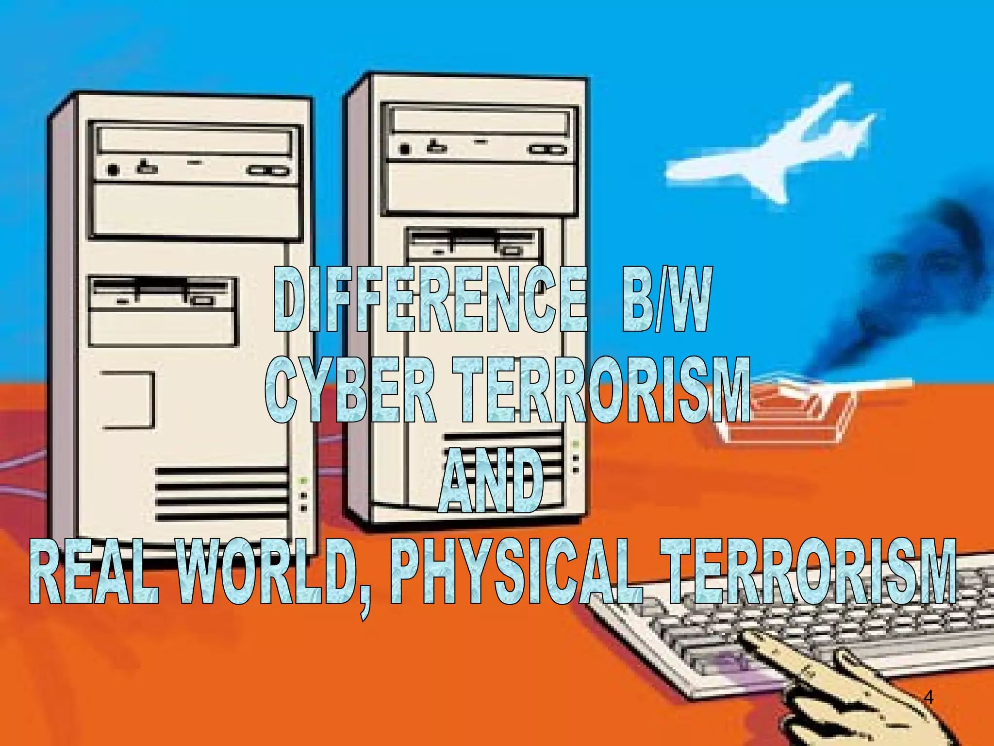 DIFFERENCE  B/W CYBER TERRORISM  AND  REAL WORLD, PHYSICAL TERRORISM  