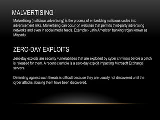 Malvertising Examples cyber threats introduction and cyber threats types | PPTX