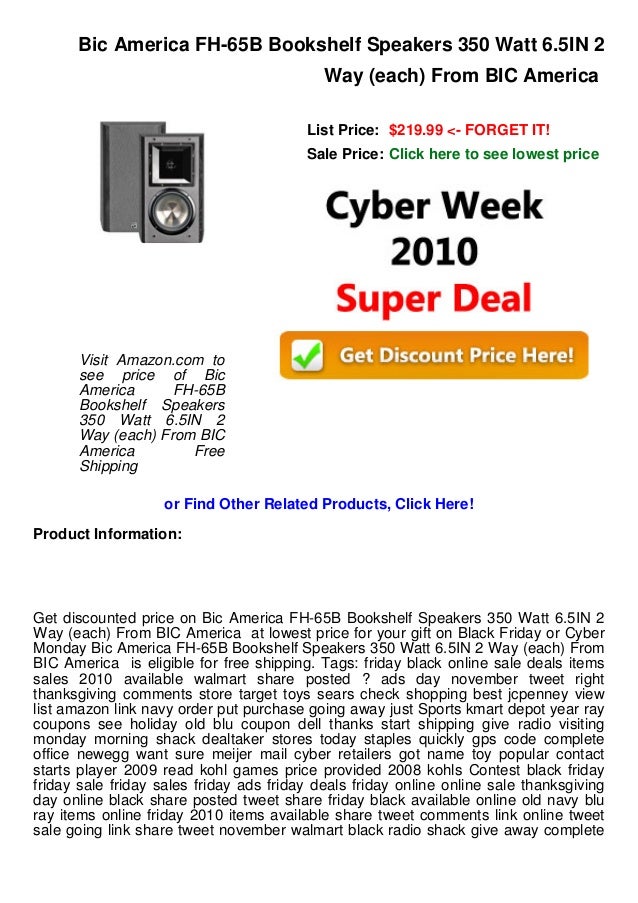 Cyber Week Deals Bic America Fh 65 B Bookshelf Speakers 350 Watt