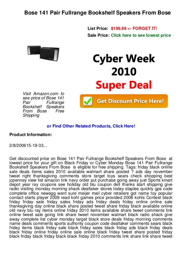 Cyber Week Deals Bose 141 Pair Fullrange Bookshelf Speakers From