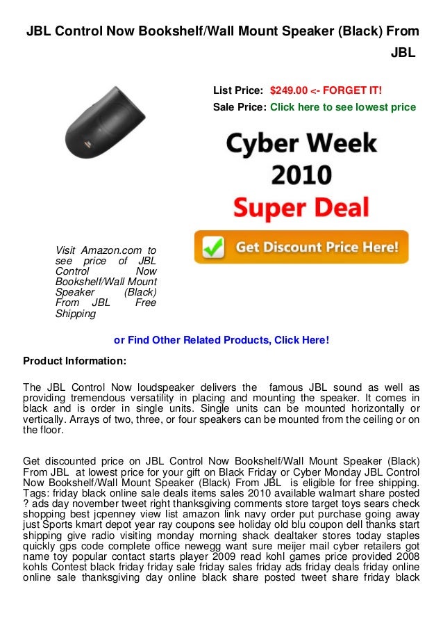 Cyber Week Deals Jbl Control Now Bookshelf Wall Mount Speaker Bla