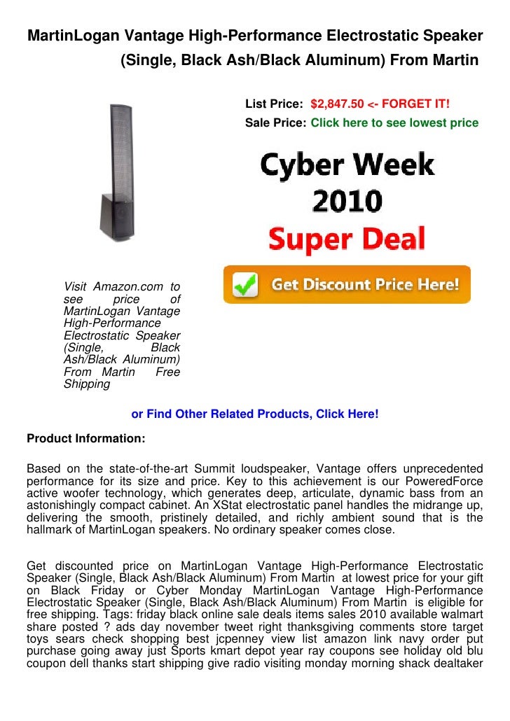 martin logan vantage for sale