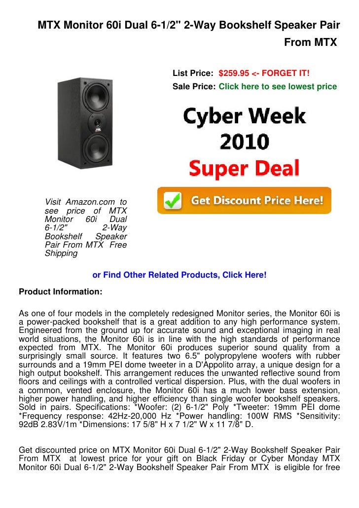 Cyber Week Deals Mtx Monitor 60i Dual 6 1 2 2 Way Bookshelf Speak