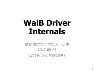 WalB Driver
Internals
星野 喬@サイボウズ・ラボ
2017-09-25
Cybozu Meetup #8 SRE
1
 