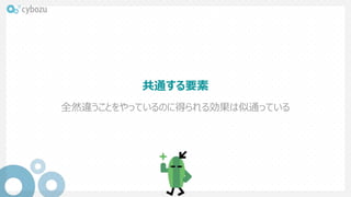 共通する要素
全然違うことをやっているのに得られる効果は似通っている
 
