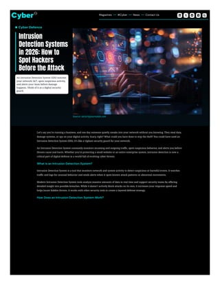 Intrusion Detection System: Spot Hackers Before 2026 | CyberPro ...