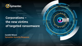 Copyright 2016, Symantec Corporation
Candid Wüest
Symantec Security Response
1
Corporations –
the new victims
of targeted ransomware
 