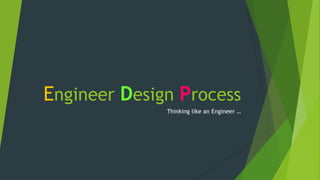 Engineer Design Process
Thinking like an Engineer …

 
