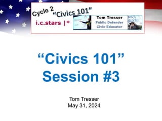 “Civics 101”
Session #3
Tom Tresser
May 31, 2024
 