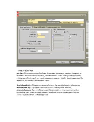 Cycle count in Oracle | DOCX