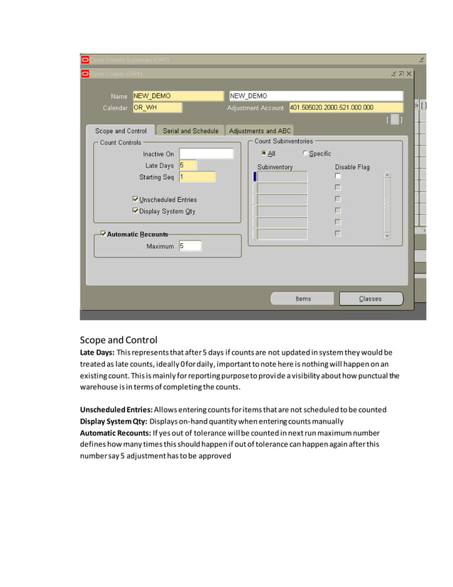 Cycle count in Oracle | DOCX