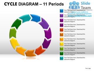 CYCLE DIAGRAM – 11 Periods
                             Your Text Goes here. Download this
                             awesome diagram.

                             Your Text Goes here. Download this
                             awesome diagram.

                             Your Text Goes here. Download this
                             awesome diagram.

                             Your Text Goes here. Download this
                             awesome diagram.

                             Your Text Goes here. Download this
                             awesome diagram.

                             Your Text Goes here. Download this
                             awesome diagram.

                             Your Text Goes here. Download this
                             awesome diagram.

                             Your Text Goes here. Download this
                             awesome diagram.
                             Your Text Goes here. Download this
                             awesome diagram.

                             Your Text Goes here. Download this
                             awesome diagram.

                             Your Text Goes here. Download this
                             awesome diagram.




                                                                  Your Logo
 