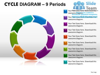 CYCLE DIAGRAM – 9 Periods
                            Your Text Goes here. Download this
                            awesome diagram.

                            Your Text Goes here. Download this
                            awesome diagram.

                            Your Text Goes here. Download this
                            awesome diagram.

                            Your Text Goes here. Download this
                            awesome diagram.

                            Your Text Goes here. Download this
                            awesome diagram.

                            Your Text Goes here. Download this
                            awesome diagram.
                            Your Text Goes here. Download this
                            awesome diagram.

                            Your Text Goes here. Download this
                            awesome diagram.

                            Your Text Goes here. Download this
                            awesome diagram.



                                                       Your Logo
 